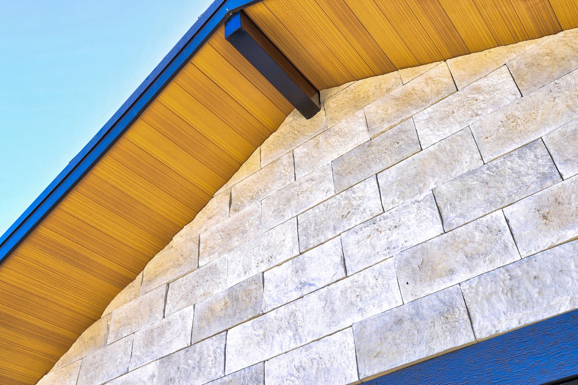 El Dorado stone veneer and Vesta Plank aluminum soffit detail, Boulder CO